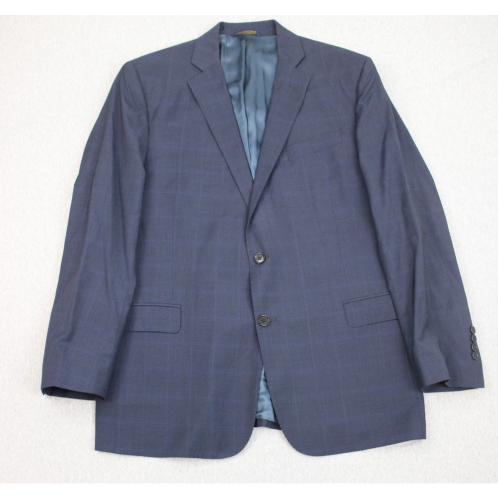 Brooks‎ Brothers Blazer Mens 44R Blue Plaid 100% Tollegno 1900 Wool Regent Fit